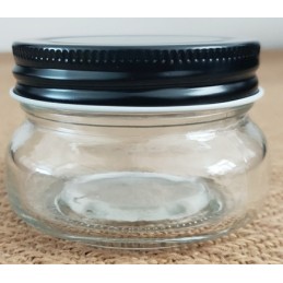 Žvakių stiklainis su juodu dangteliu - 150 ml