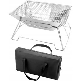 Qwork Folding Stainless Steel Camping Brazier for Garden, Camping, Outdoor Activities (Rectangular)