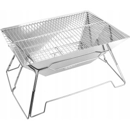 Qwork Folding Stainless Steel Camping Brazier for Garden, Camping, Outdoor Activities (Rectangular)