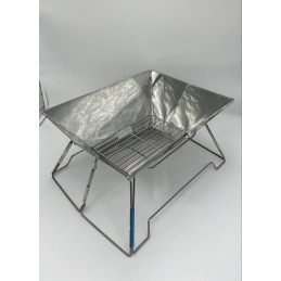 Qwork Folding Stainless Steel Camping Brazier for Garden, Camping, Outdoor Activities (Rectangular)