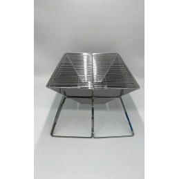 Qwork Folding Stainless Steel Camping Brazier for Garden, Camping, Outdoor Activities (Rectangular)