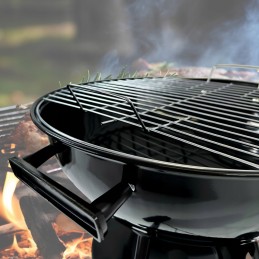 Didelės anglies grotelės su ratukais, uždara apvali peleninė