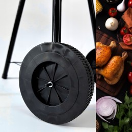 Didelės anglies grotelės su ratukais, uždara apvali peleninė