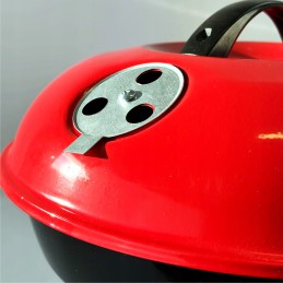 Didelės anglies grotelės su ratukais, uždara apvali peleninė