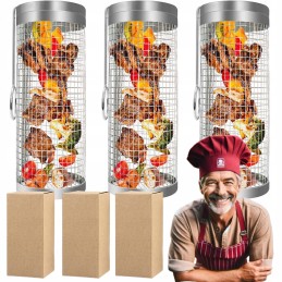 ️ Krepšelis daržovėms, mėsai, bulvytėms, žuviai kepti, kepimui ant grotelių, grilio grotelės, 3 vnt.