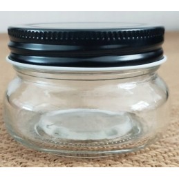 Žvakių stiklainis su juodu dangteliu - 150 ml