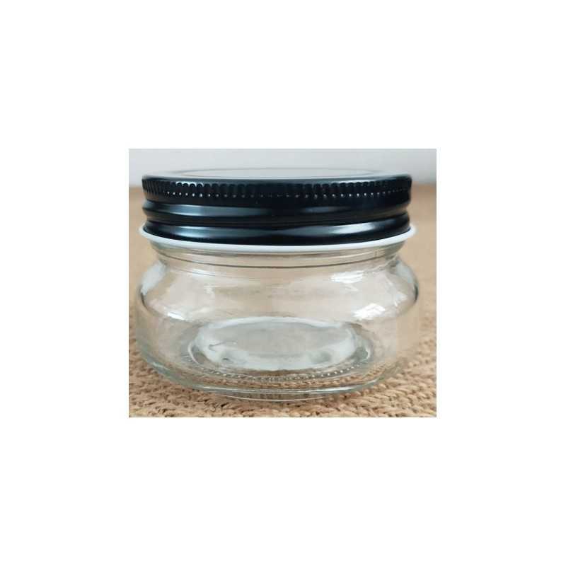 Žvakių stiklainis su juodu dangteliu - 150 ml