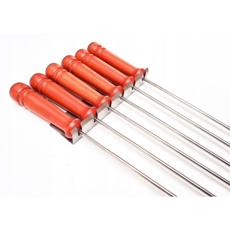 Nerūdijančio plieno kepsninės laužo lazdos, 120 cm, 6 vnt