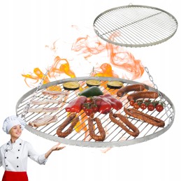 Masyvios apvalios grilio grotelės, skersmuo 60 cm, apvalus pakabinamas trikojis