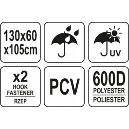 Yato dujinis grilio dangtis 130x60x105 vandeniui atsparus yato