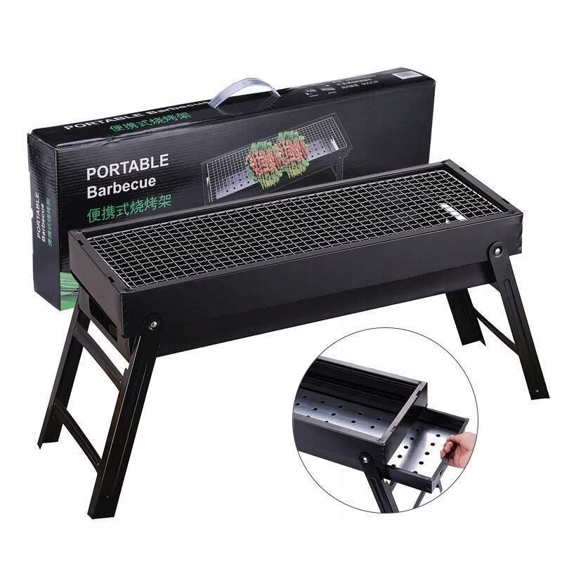 Large portable charcoal garden grill foldable camping suitcase