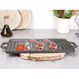 Ketaus grilio lėkštė, dvipusė keptuvė