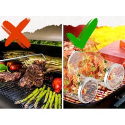 2x grilio krepšelis daržovių mėsos žuvies grilis 30cm apvalių konteinerių rinkinys