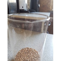 Stiklinis indas / talpa 1000 ml su mediniu bambuko dangteliu ir sandarikliu