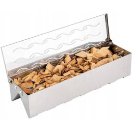 Tik ugniai plieninis indas dūmų aromatui rūkyti ant grotelių, sidabrinis