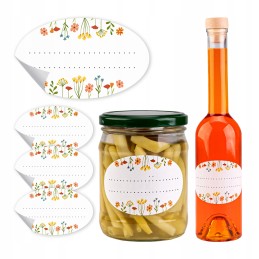 50 vienetų etikečių medui, konservams, uogienėms, sultims, konservams, mėsai, vaisiams, tinktūroms