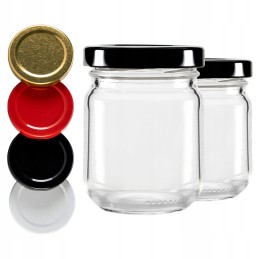 Stiklinis 130 ml indas su metaliniu dangteliu, skersmuo 53 mm.
