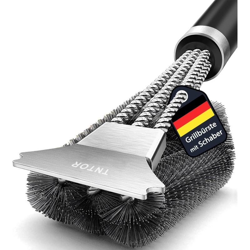 Aukščiausios kokybės grilio šepetys, nerūdijančio plieno ašmenys, greitas valymas