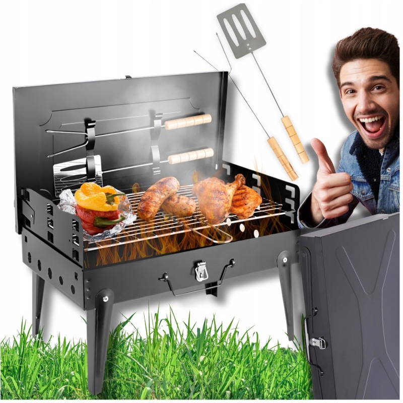 ⛏️Turistinis grilis xxl nešiojamas anglis sulankstomas stovyklavimo lagaminas stalo įrankiai⛏️