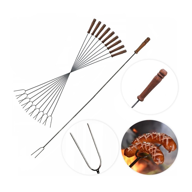 Lazdelės šašlykams, pagaliukai 125 cm, šakutės 10 vnt