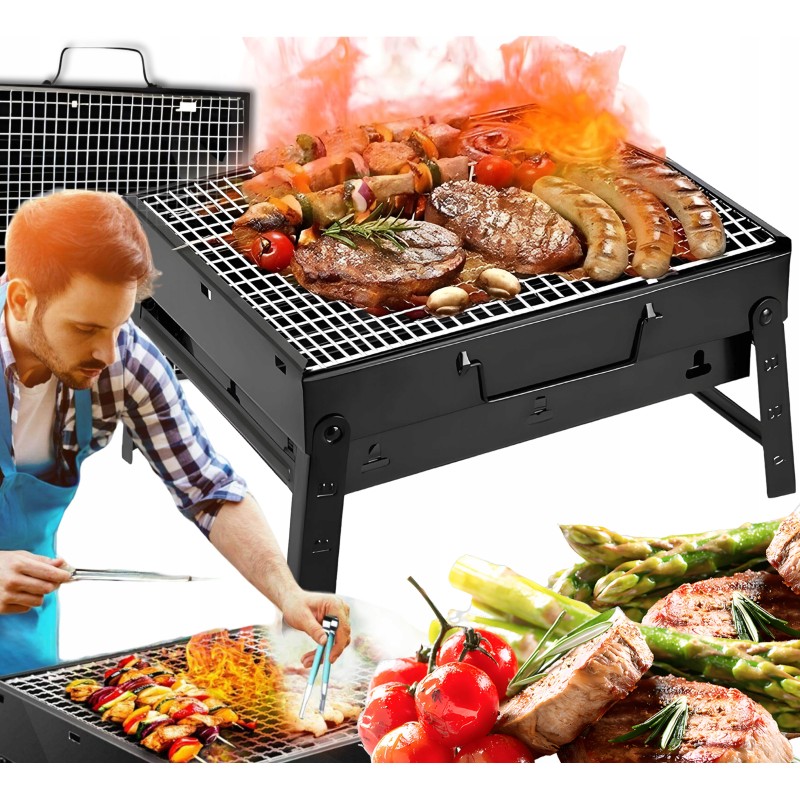 Turistinis grilis, sulankstomas, nešiojamas lagaminas su rankena, sodo kempingas