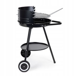 Round garden grill with adjustable grate height