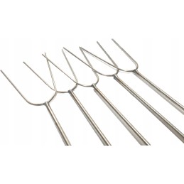 Nerūdijančio plieno kepimo šakės 120cm, 5 vnt + atramos