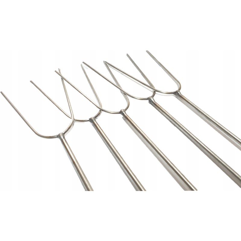 Nerūdijančio plieno kepimo šakės 120cm, 5 vnt + atramos