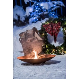 Sodo židinys, laužavietė, plieninis dubuo