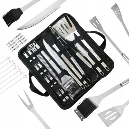 Plieninis grilio įrankių rinkinys patvarus 21 vnt. xxl priedai