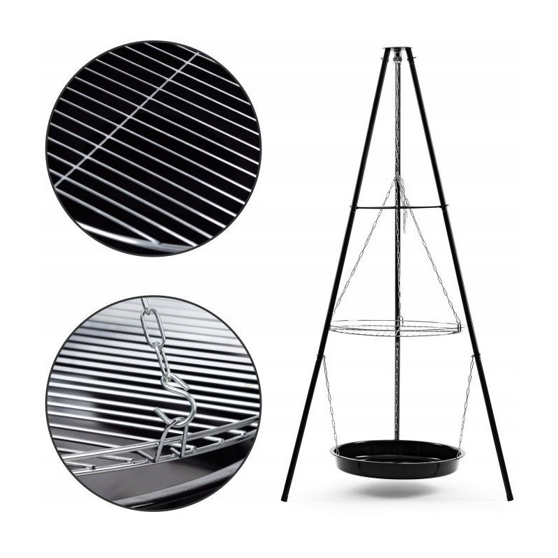 Sodo kepsninė, sodo laužavietė, grilis su trikojo grotelėmis