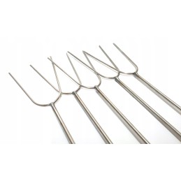 Nerūdijančio plieno kepimo šakės 100cm, 5 vnt + atramos