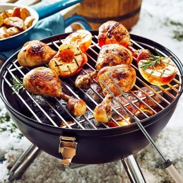 Garden charcoal grill, round tripod + fire pit