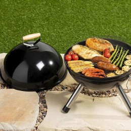 Garden charcoal grill, round tripod + fire pit