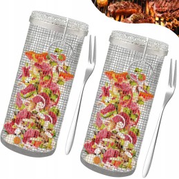 Nerūdijančio plieno grilio krepšelis daržovėms, žuviai, bulvytėms, šakutėms, 2 vnt