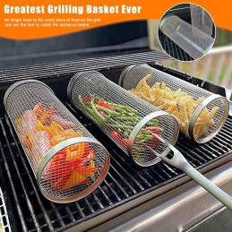 Nerūdijančio plieno grilio krepšelis daržovėms, žuviai, bulvytėms, šakutėms, 2 vnt