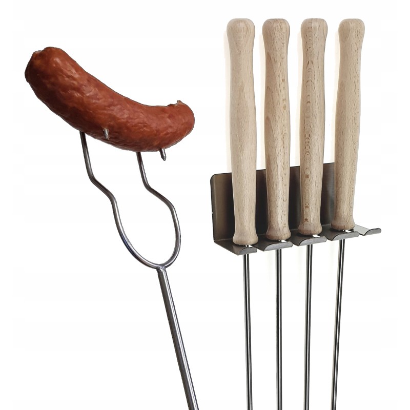 Wz šakės ugnies lazdos 4 vnt, nerūdijančio plieno rankena 130