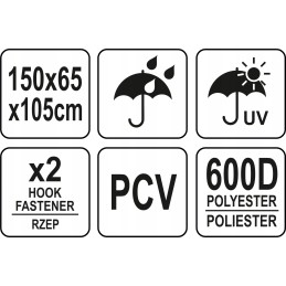 Apsauginis grilio dangtis 150x65x105cm yato