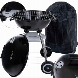 Sodo kepsninė su anglimis, didelės grotelės, 41 cm, su dangteliu ir juodu Geko dangteliu