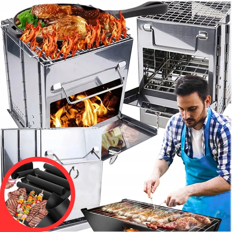 Grilio viryklė raketinė viryklė turistinė nešiojama sulankstoma grotelė 4matybbq