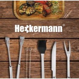 Grilio reikmenų rinkinys iš 9 stalo įrankių priedų, šakutės, mentelės ir plieninio peilio