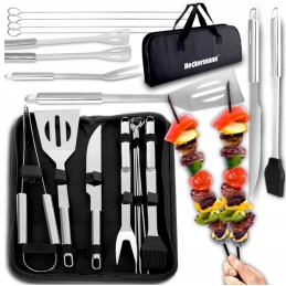 Grilio reikmenų rinkinys iš 9 stalo įrankių priedų, šakutės, mentelės ir plieninio peilio