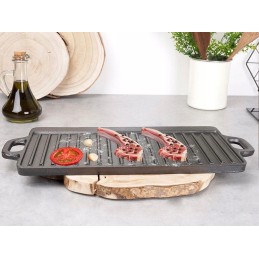 Ketaus grilio lėkštė, dvipusė keptuvė