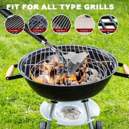 Grilio valymo šepetys, plieninis, plieninis grandiklis, patvarus, 41 cm