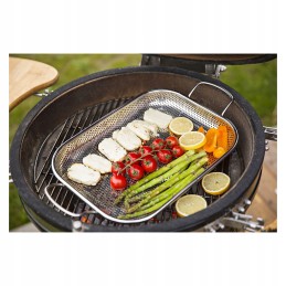 Metalinis grilio padėklas 45x28cm iš nerūdijančio plieno su skylutėmis