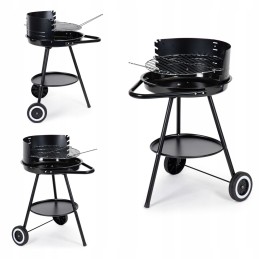 Round garden grill with adjustable grate height