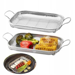 Metalinis grilio padėklas 45x28cm su mažomis skylutėmis