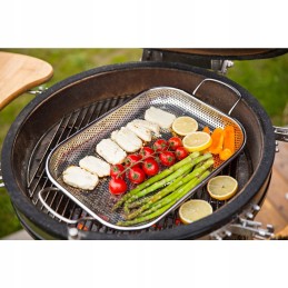 Metalinis grilio padėklas pagamintas iš nerūdijančio plieno su mažomis skylutėmis 45 mm