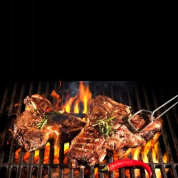 Apvalios grotelės, skirtos lėtai rūkyti mėsą ant grotelių ar sodo viryklės