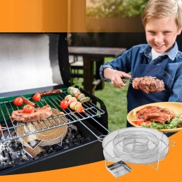 Apvalios grotelės, skirtos lėtai rūkyti mėsą ant grotelių ar sodo viryklės